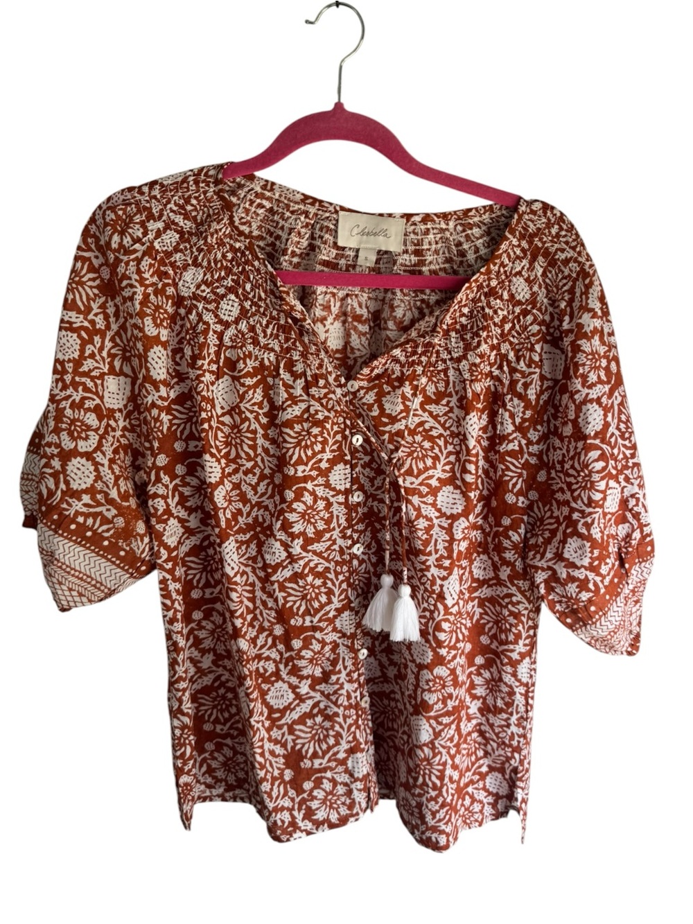Cleobella Adele Blouse Anila Boho Floral Organic Cotton Block Print Small - Picture 4 of 9